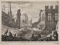 KG 06053
<br/>
Vue des ruines, de la rue derriere l'Hostel..
<br/>
<em>Coppens, Augustin 1665/70 - ?)</em>